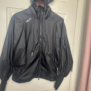 RLX by RALPH LAUREN Size S black Nylon Hooded Batwing Sleeve Jacket rare!